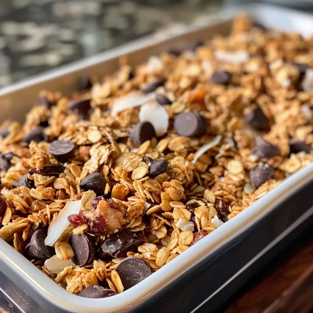 Side view of healthy granola bars shaped like mummies, garnished with chocolate and coconut.