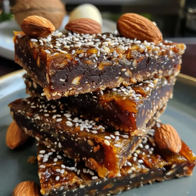 Des barres énergétiques aux épices de citrouille, un plaisir sans cuisson ! Close-up of a pumpkin spice energy bar with visible nuts and seeds.