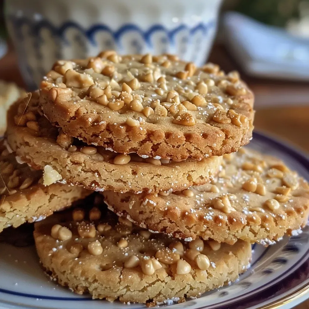 Side view of freshly baked biscuits aux noisettes, revealing their rich texture and nutty filling.