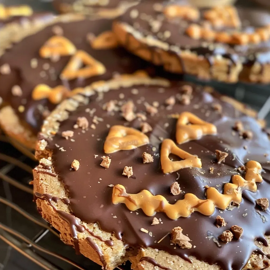 Side view of freshly baked Halloween biscuits decorated with black food coloring.