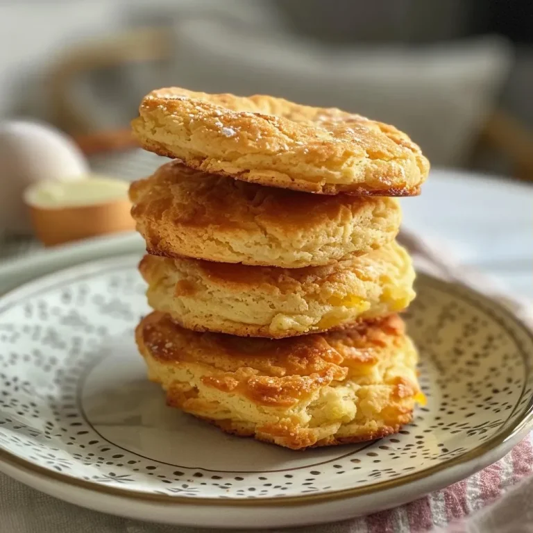 Close-up side view of soft pumpkin biscuits on a rustic plate.