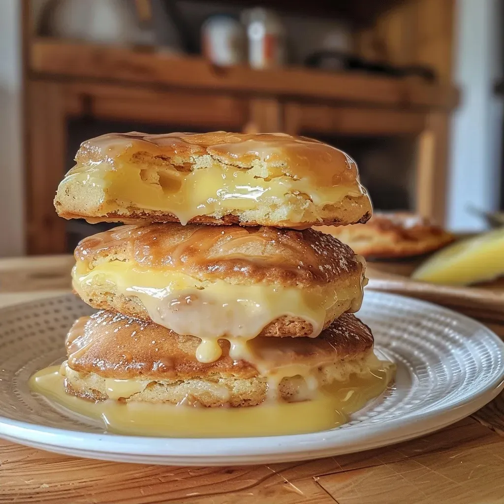 ['Close-up view of soft, cream-filled biscuits with a rich chestnut filling.', 'Side view of delectable biscuits moelleux, revealing a creamy filling inside.', 'Juicy, golden-brown biscuits with a luscious chestnut cream center.', 'Tantalizing close-up of fluffy biscuits showcasing their smooth cream filling.']