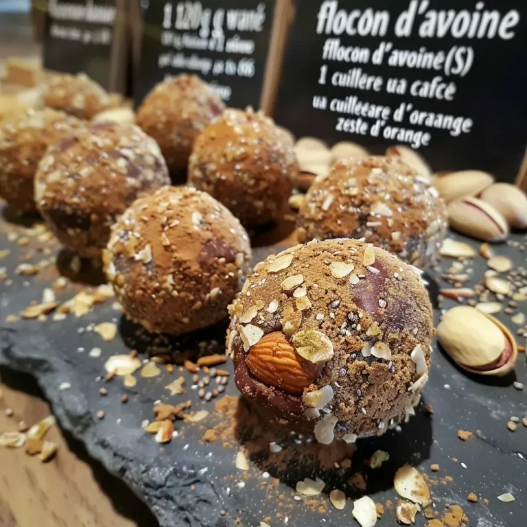 A close-up view of energy balls made from various natural ingredients.