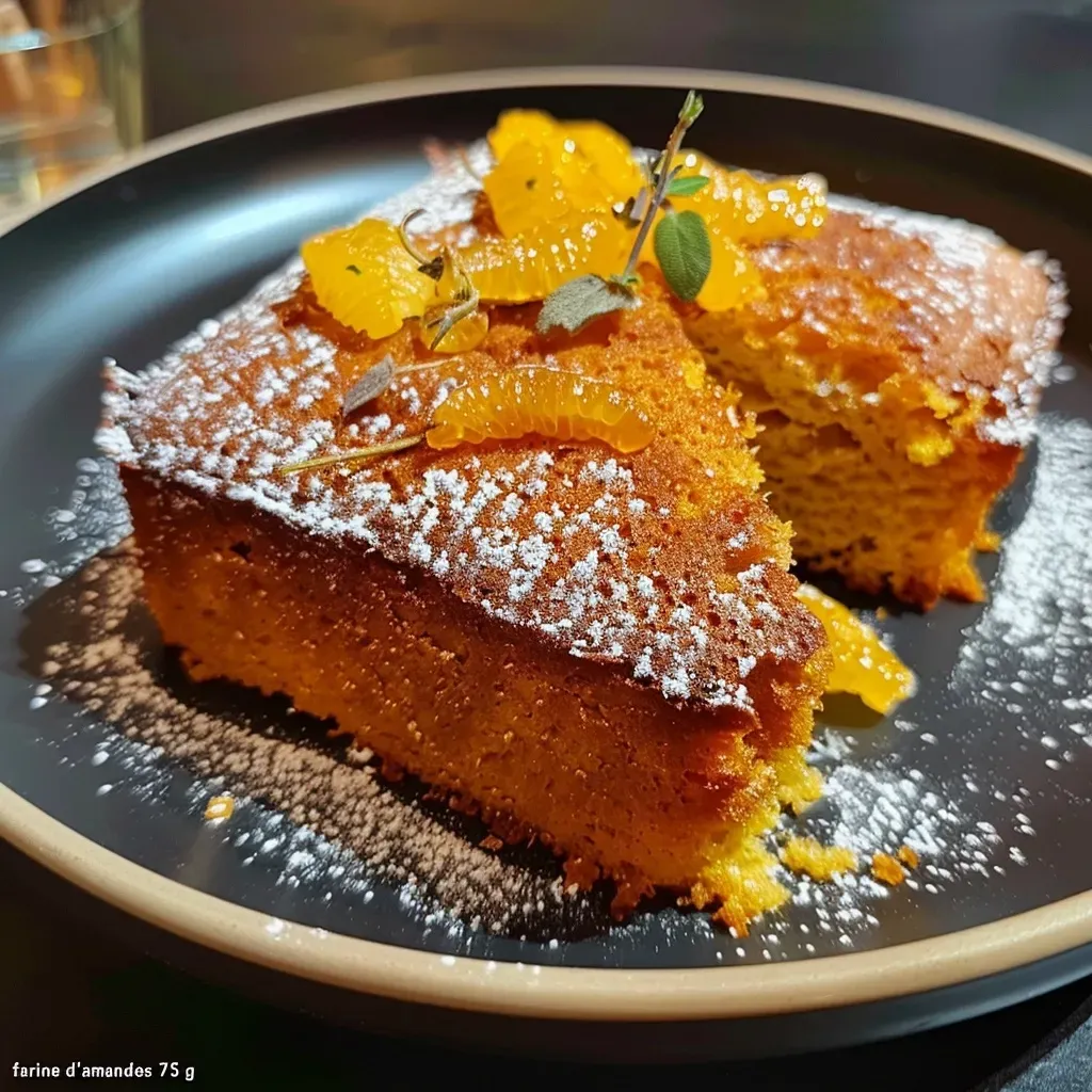 Close-up of a moist pumpkin cake with a slice cut out, revealing its fluffy interior.