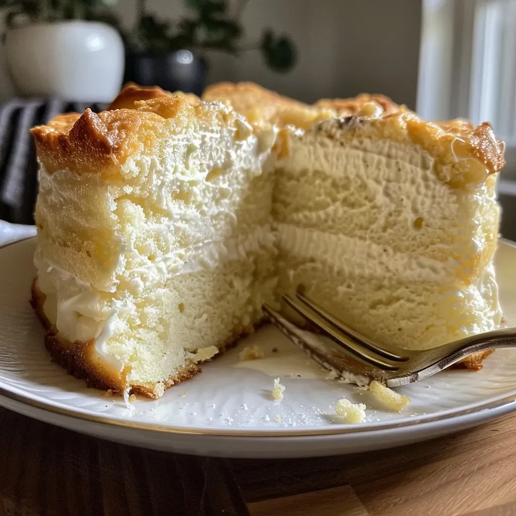 Side view of a luscious cake au fromage blanc, highlighting the chocolate chips embedded throughout the soft cake.