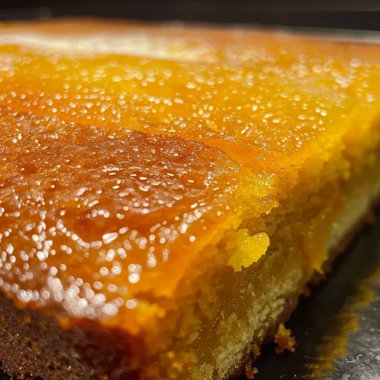 A side view of a moist pumpkin cake with a glossy texture and a golden-brown crust.