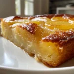 A close-up photo of a moist apple cake, showcasing its golden-brown crust and soft interior.