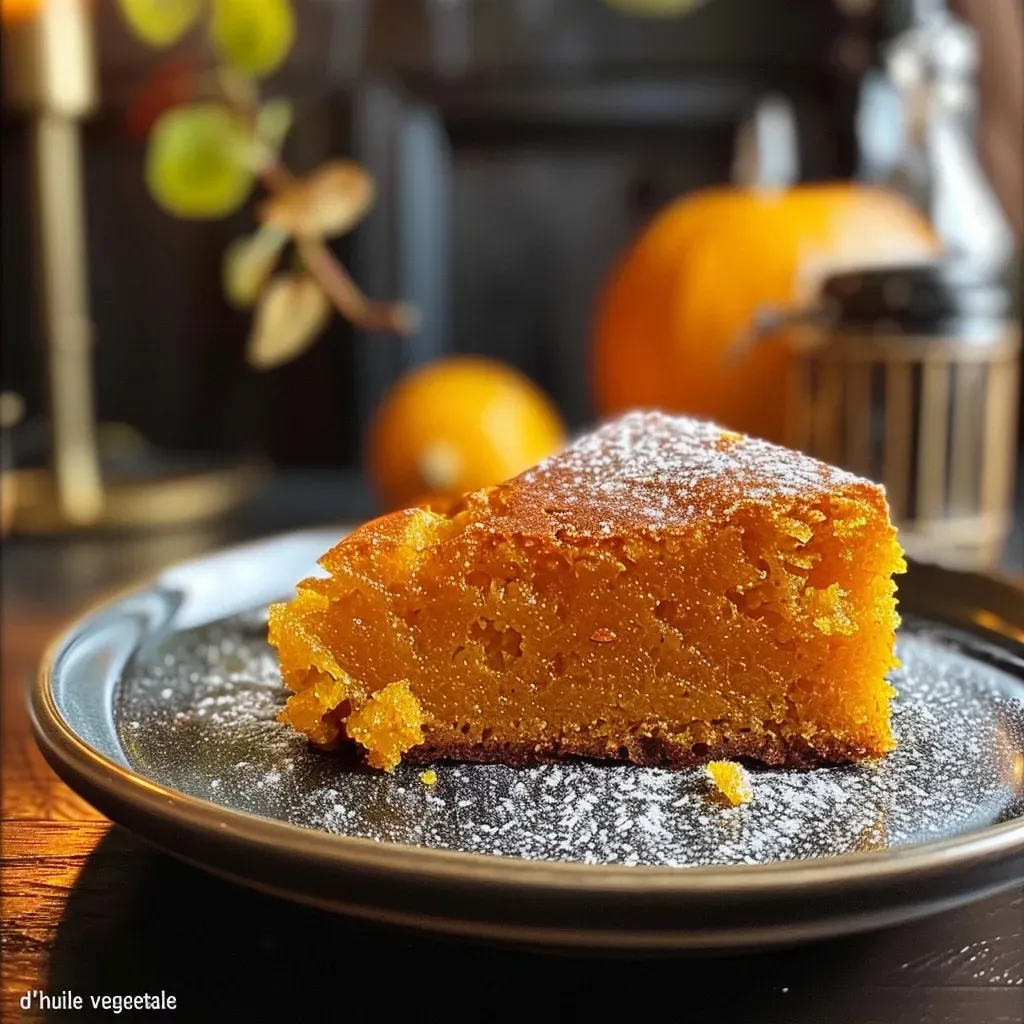 Delicious slice of pumpkin cake showcasing a soft, fluffy texture and a hint of spice.