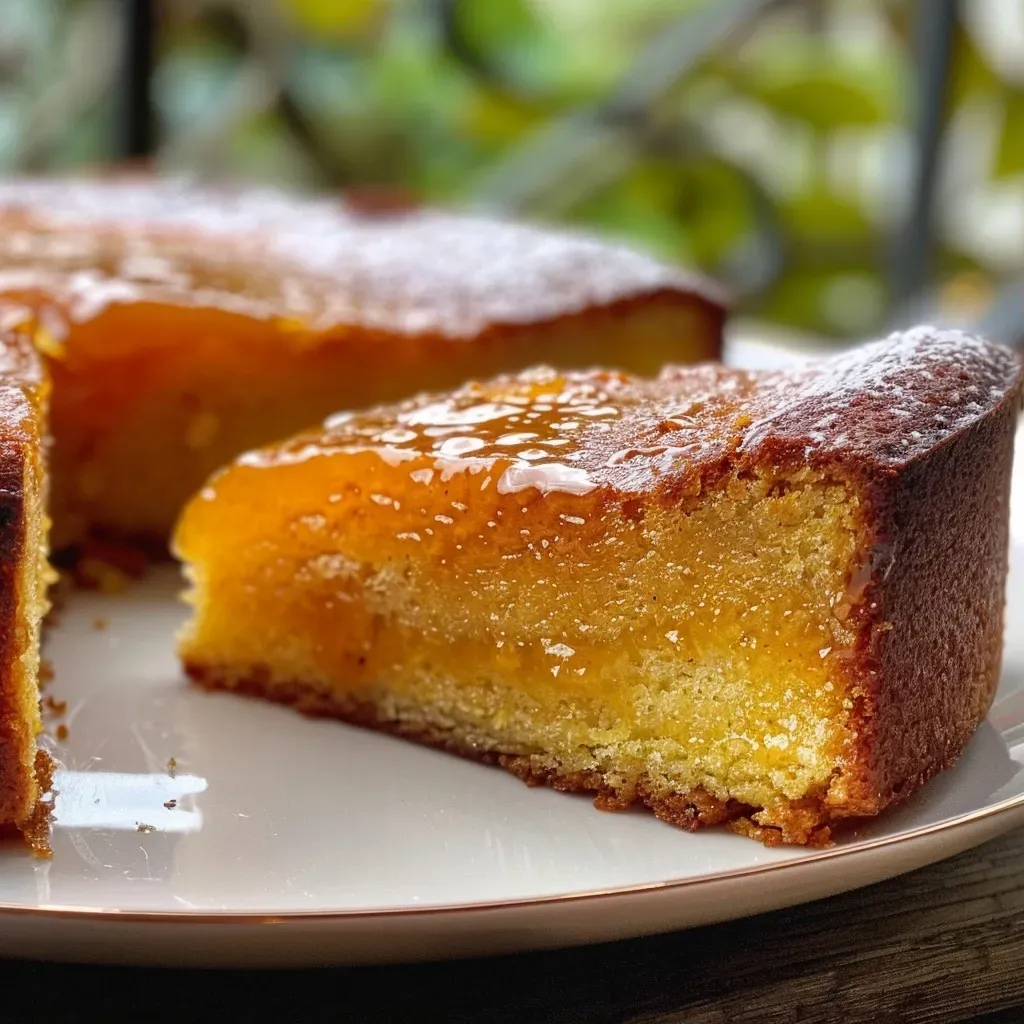 A close-up view of a slice of pumpkin and hazelnut cake, showcasing its moist texture and rich color.