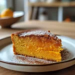 Close-up view of a moist potimarron cake with a golden-brown crust.