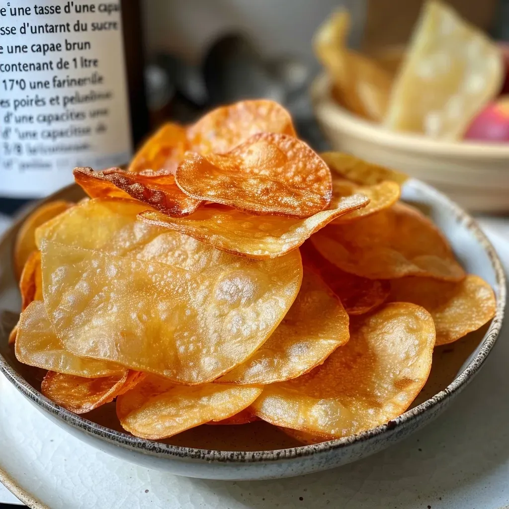 Side view of glistening ginger chips surrounded by fresh pears and cranberries.