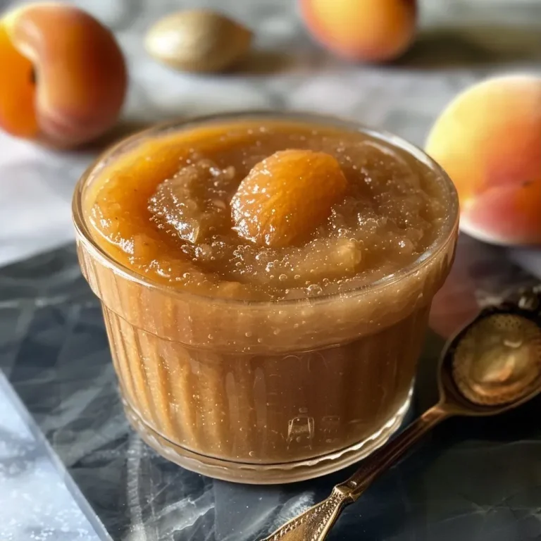 Close-up view of a bowl filled with apricot compote featuring spices.