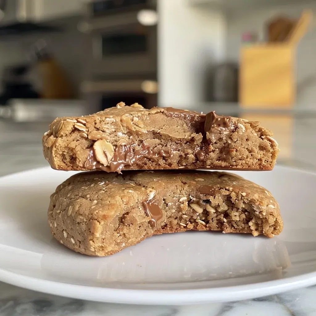 Juicy, delicious one-bowl protein cookies arranged on a plate, highlighting their chewy texture.