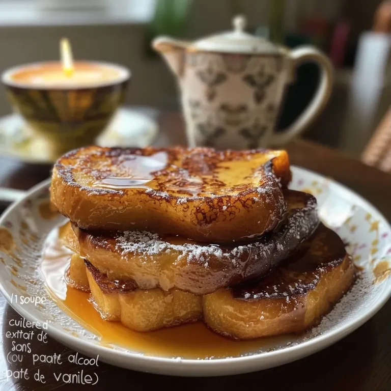 Close-up view of crème brûlée French toast with a caramelized sugar crust.