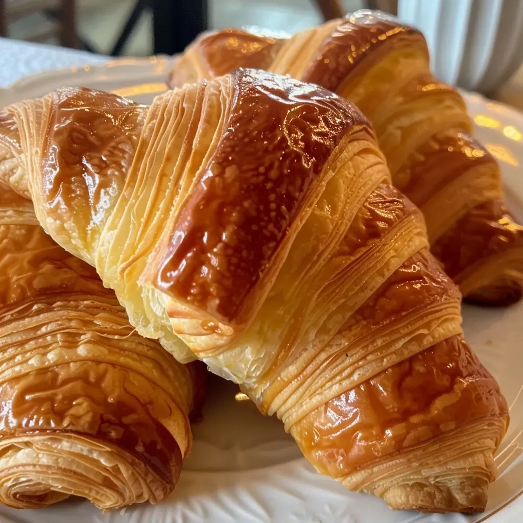 Close-up view of a croissant filled with creamy pastry cream.