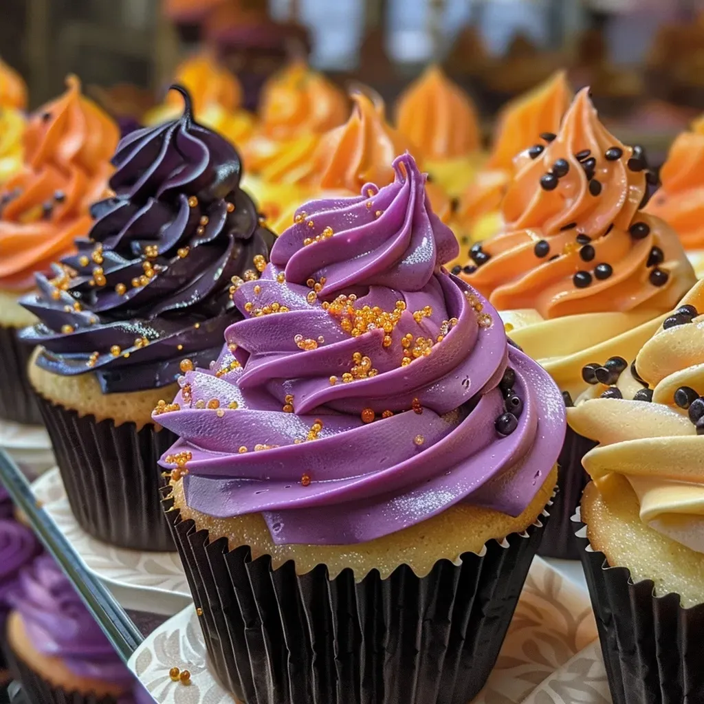 Juicy, gluten-free cupcakes topped with spooky ghost decorations on a festive plate.