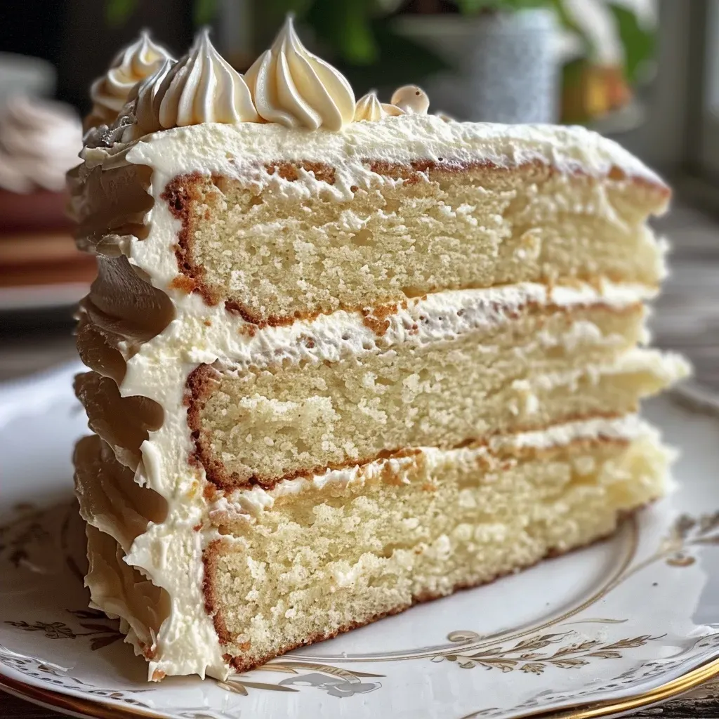 A delectable slice of vanilla birthday cake showcasing layers and frosting.