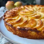 ['A moist apple cake with a golden brown crust, showcasing sliced apples on the side.', 'Close-up view of a traditional apple cake, highlighting its soft texture and apple pieces.', 'A side view of a delicious apple cake, featuring a rich color and a dusting of powdered sugar.', 'Juicy apple cake with a shiny glaze, presented on a wooden surface.']