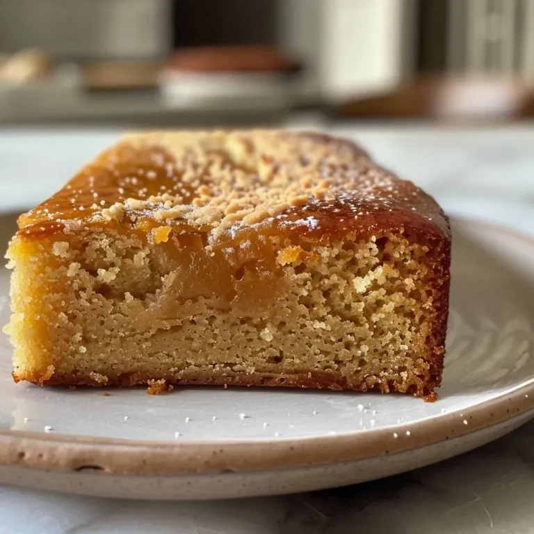 Close-up view of a moist ginger spice cake with a golden-brown crust.