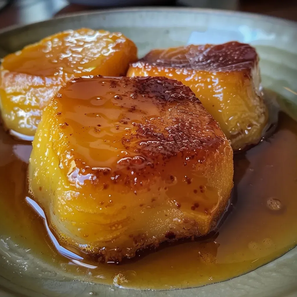 Close-up of a bowl filled with glace cannelle and caramelized apples.