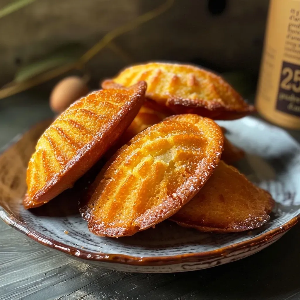 Close-up view of mouthwatering madeleines filled with peanut butter.