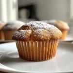 Close-up of a moist potimarron muffin with a golden brown crust.
