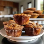['Close-up side view of golden Muffins au gingembre with a moist texture.', 'Juicy Muffins au gingembre showcased from the side, highlighting their fluffy interior.', 'Detailed side view of Muffins au gingembre, featuring pieces of candied ginger on top.', 'Richly colored Muffins au gingembre displayed, showing their inviting, baked exterior.']