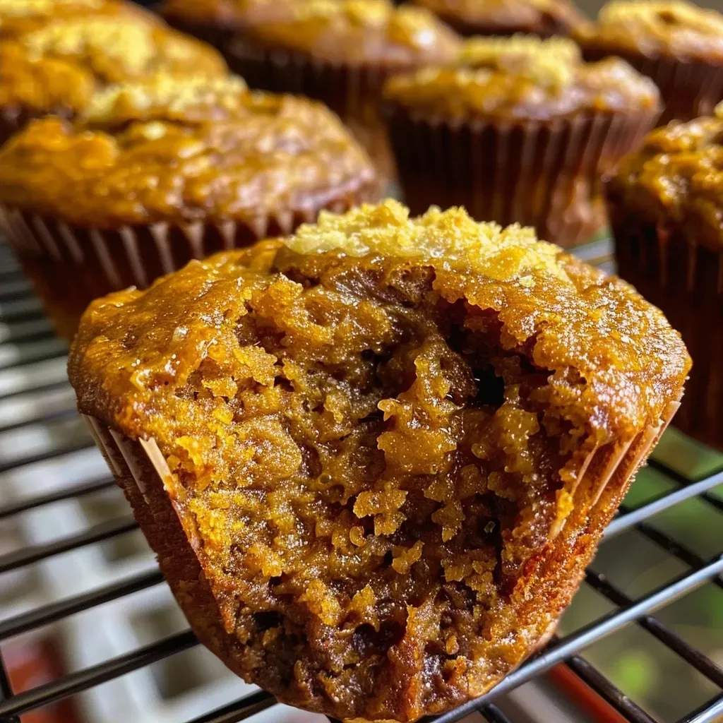 ['Close-up view of delicious ginger muffins, showcasing their golden-brown tops and crumbly texture.', 'Side angle of freshly baked muffins au gingembre, highlighting their moist interior and rich color.', 'Juicy ginger muffins arranged appealingly, emphasizing their fluffy tops and tempting appearance.', 'Detailed shot of muffins au gingembre, featuring a coarse sugar topping and pieces of candied ginger.']