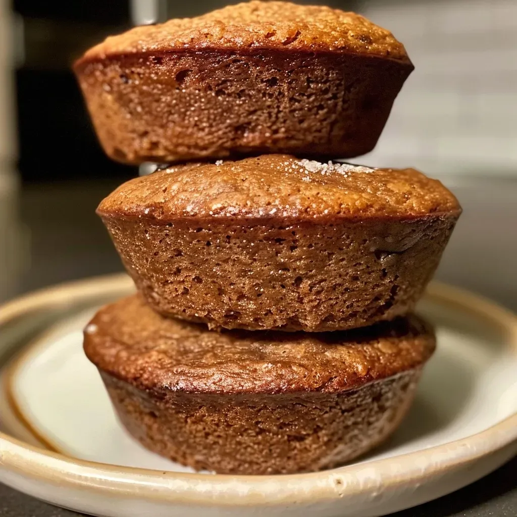 ['A side view of a moist gingerbread muffin with a golden-brown top.', 'Close-up of a fluffy gingerbread muffin, showcasing its spiced texture.', 'A delicious gingerbread muffin displaying a warm, inviting color.', 'A freshly baked muffin with a moist crumb and rich gingerbread flavor.']
