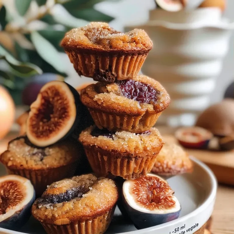 A close-up view of a freshly baked muffin topped with a slice of fig.