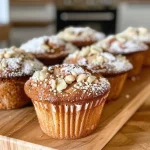 Close-up of low-calorie muffins with a golden brown crust.