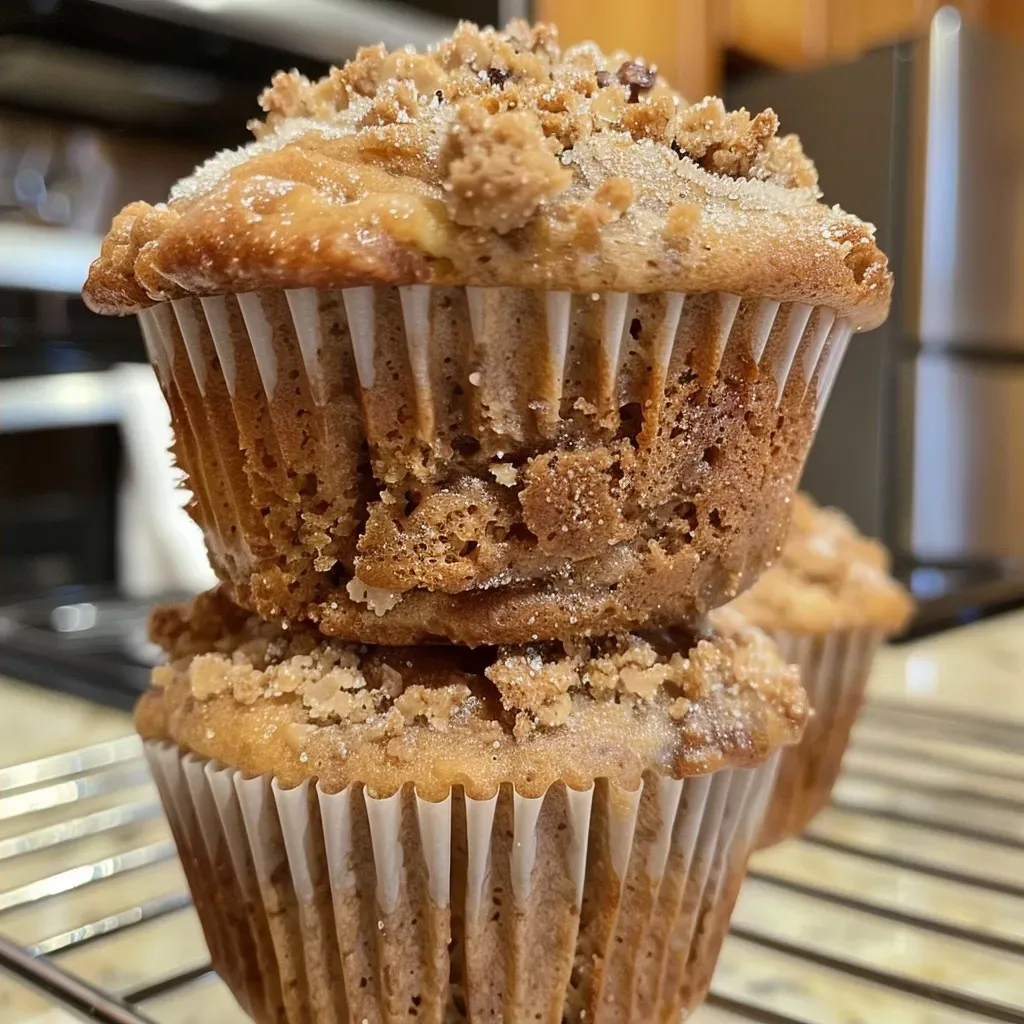 Side view of juicy muffins displaying a light texture and moist interior.