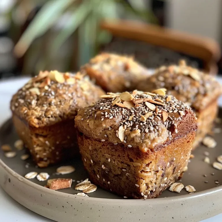 Des muffins protéinés riches en fibres pour un petit-déjeuner gourmand Close-up view of golden-brown high fiber protein muffins with a moist texture.