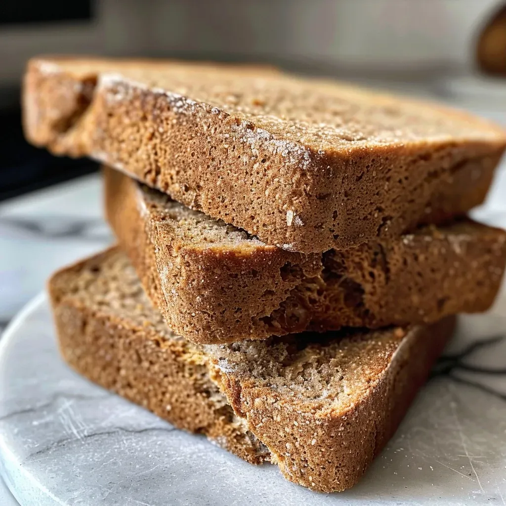 Side view of a moist Pain d'épices made with a Thermomix, showcasing its texture.