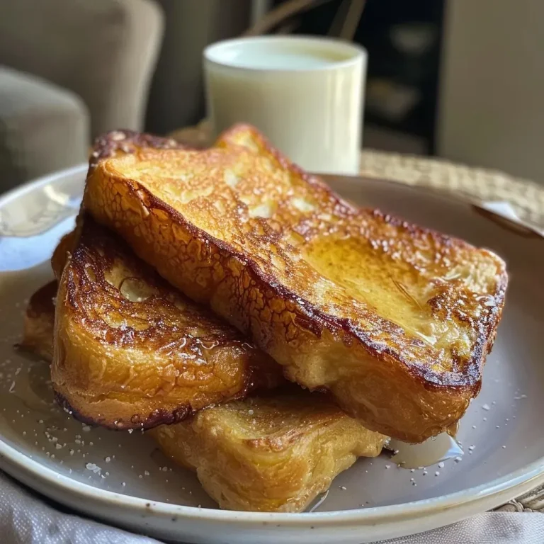 Close-up view of golden, fluffy pain perdu made in an air fryer.
