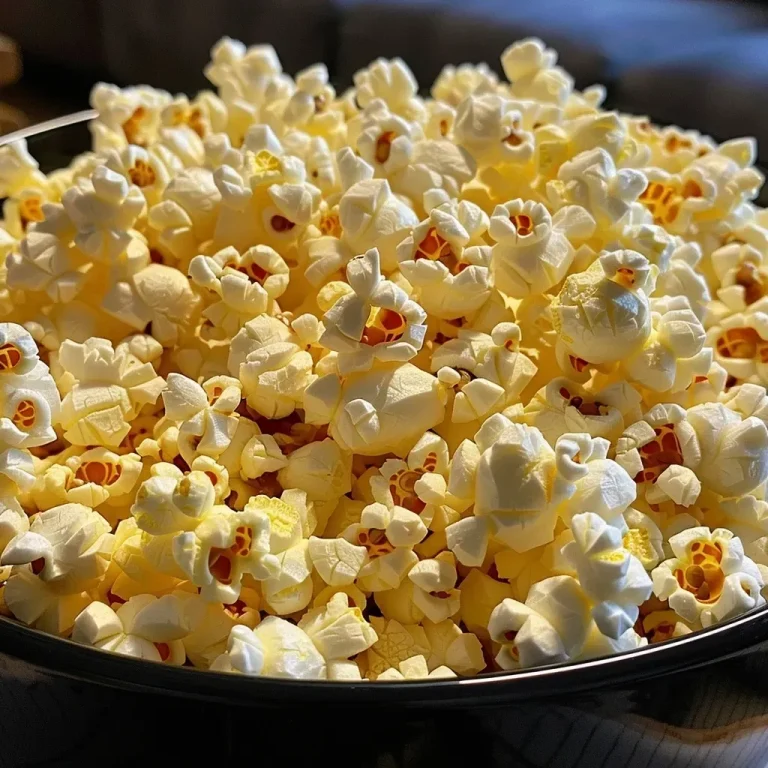 Le popcorn aérien au Air Fryer : croustillant et savoureux en un clin d’œil Close-up view of fluffy popcorn made in an air fryer, showcasing its texture and color.