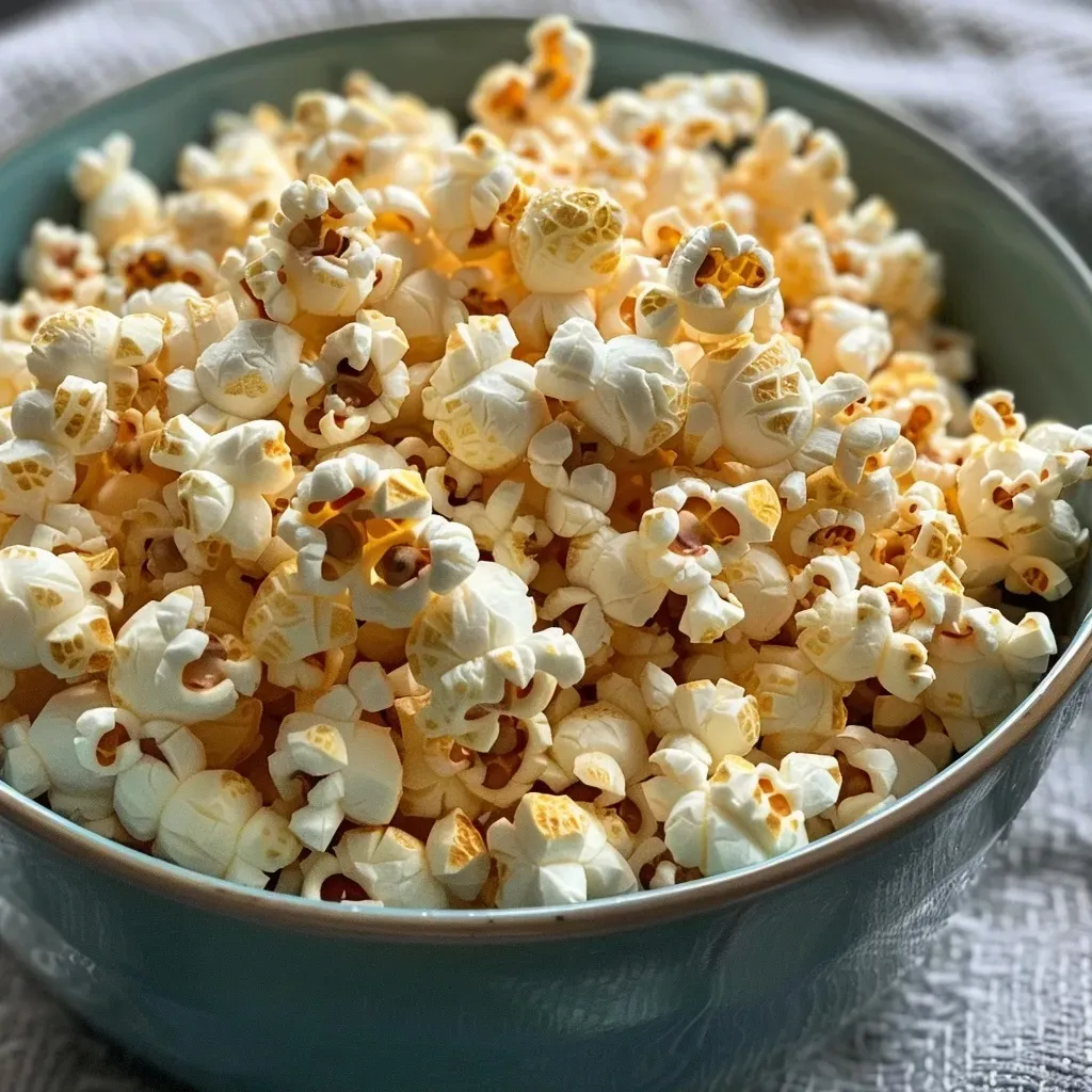 Side view of delicious cooked popcorn sprinkled with cinnamon and muscovado sugar.