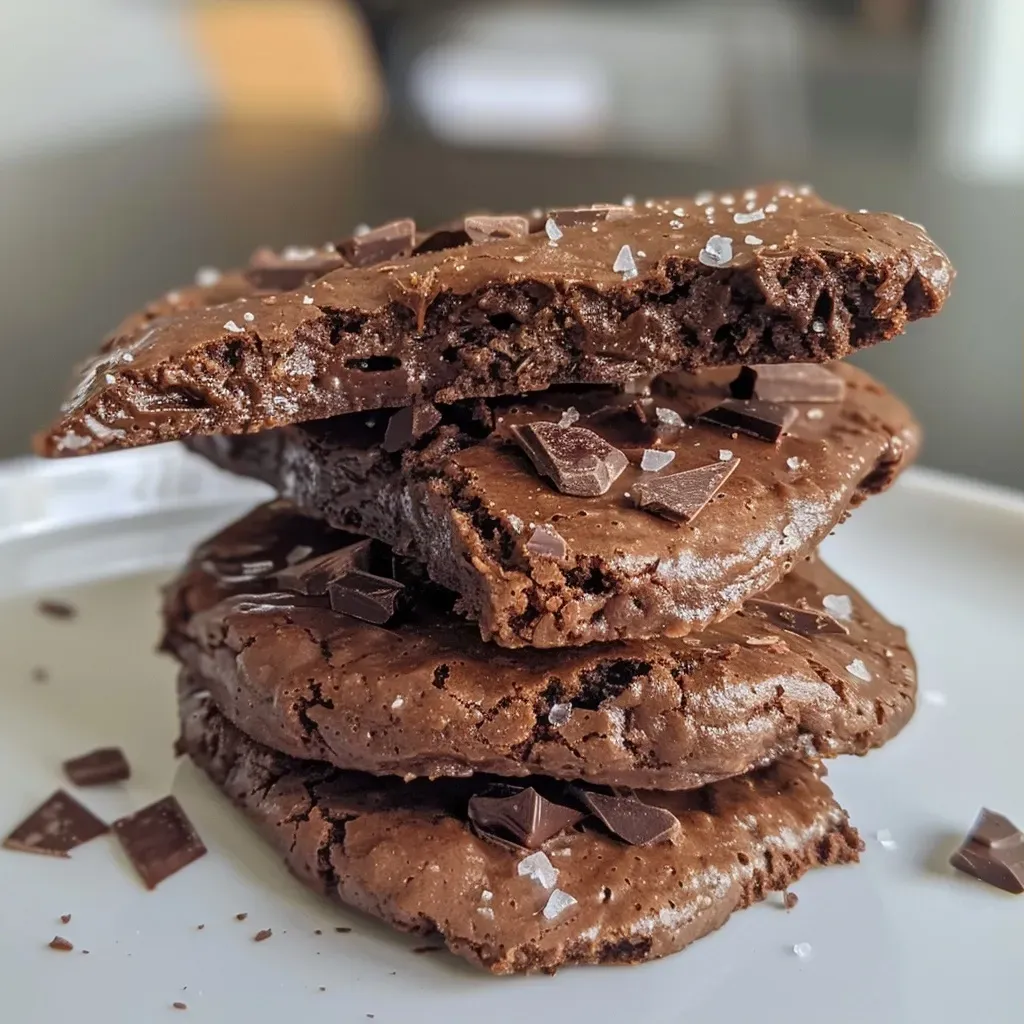 Close-up view of rich chocolate sables with a soft and crumbly texture.