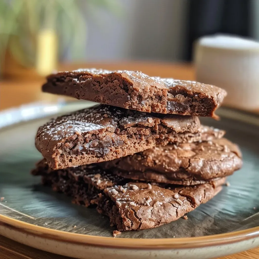 Side view of freshly baked chocolate sables showcasing their dark, glossy chocolate pieces.