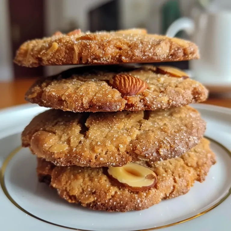 Close-up view of golden-brown sablés aux amandes with almond slices on top.
