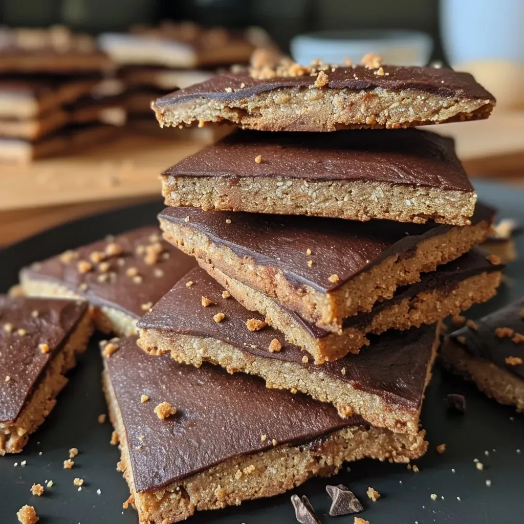 Close-up of a healthy chocolate sablé with a golden-brown crust and visible cocoa texture.