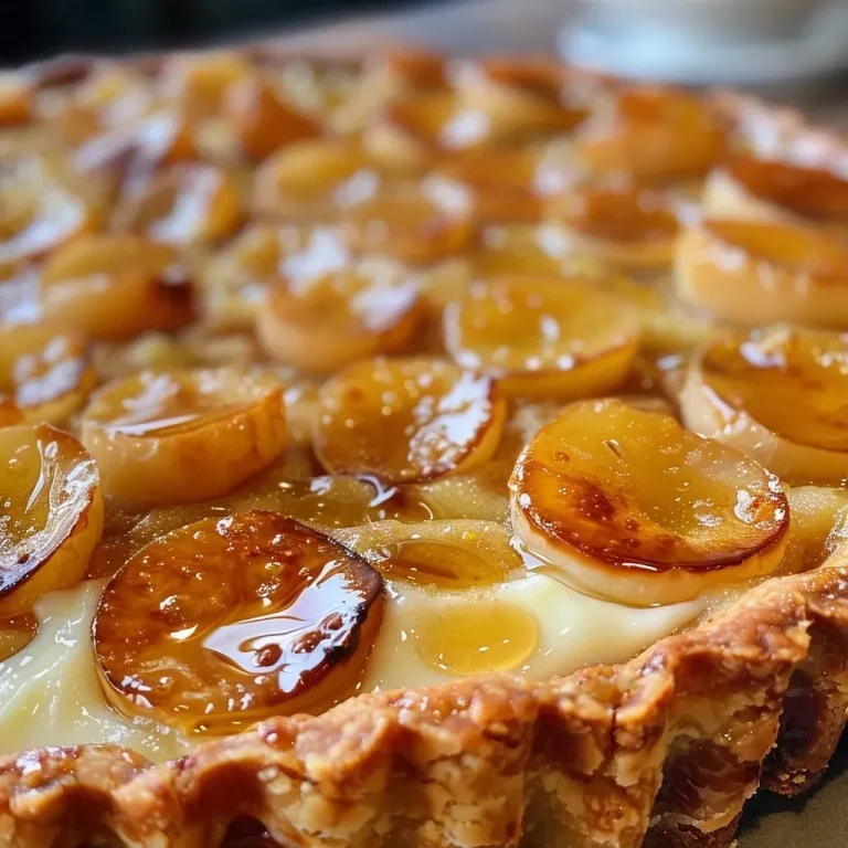 ['Close-up of a slice of creamy chestnut tart with a smooth vanilla cream topping.', 'Side view of a delicious chestnut tart, showcasing its rich filling and golden crust.', 'Detailed view of a tart filled with chestnut cream, garnished with a hint of vanilla.', 'Slice of chestnut tart displaying a velvety cream layer on a buttery crust.']
