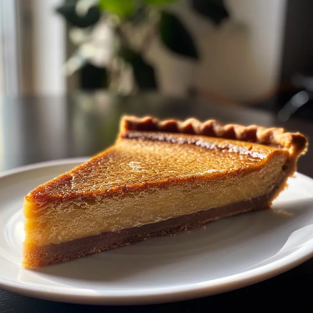 ['Close-up of a slice of creamy chestnut tart with a smooth vanilla cream topping.', 'Side view of a delicious chestnut tart, showcasing its rich filling and golden crust.', 'Detailed view of a tart filled with chestnut cream, garnished with a hint of vanilla.', 'Slice of chestnut tart displaying a velvety cream layer on a buttery crust.']