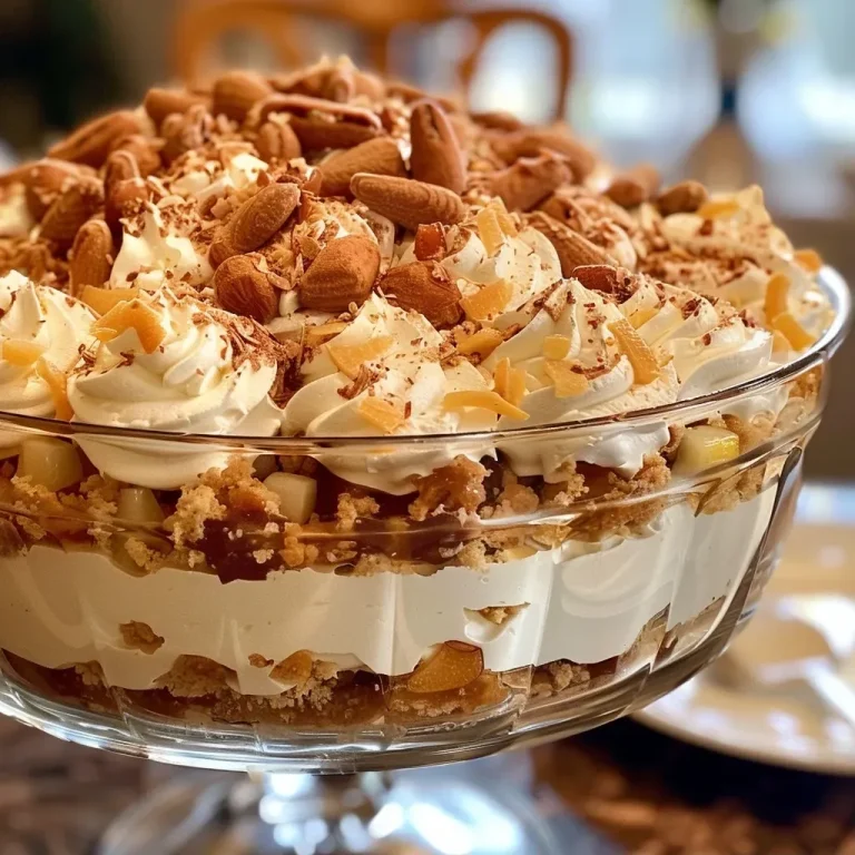 Close-up view of a trifle aux marrons glacés with layers of cream and meringue.