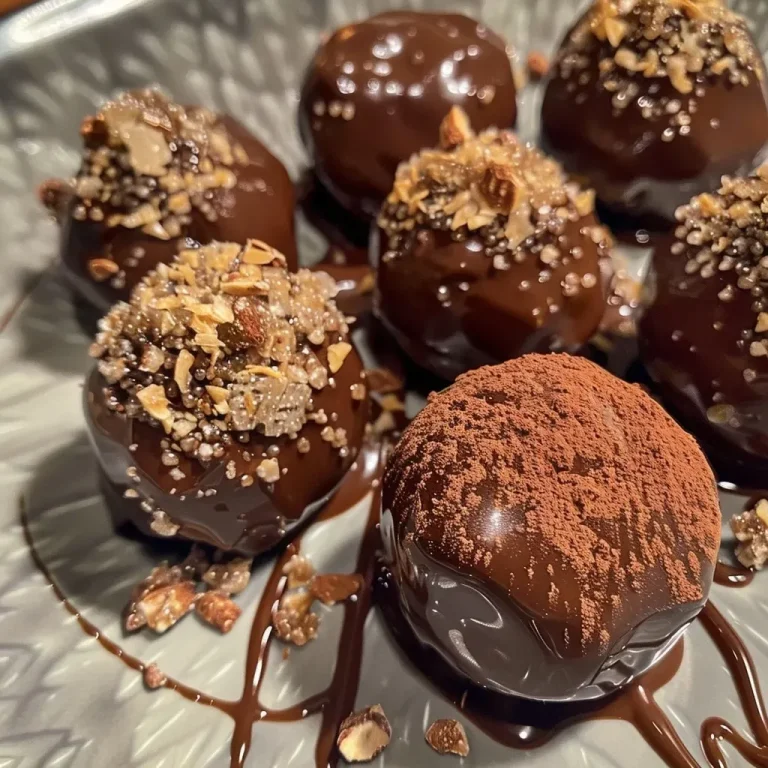 Close-up of luscious truffles made with hazelnuts.