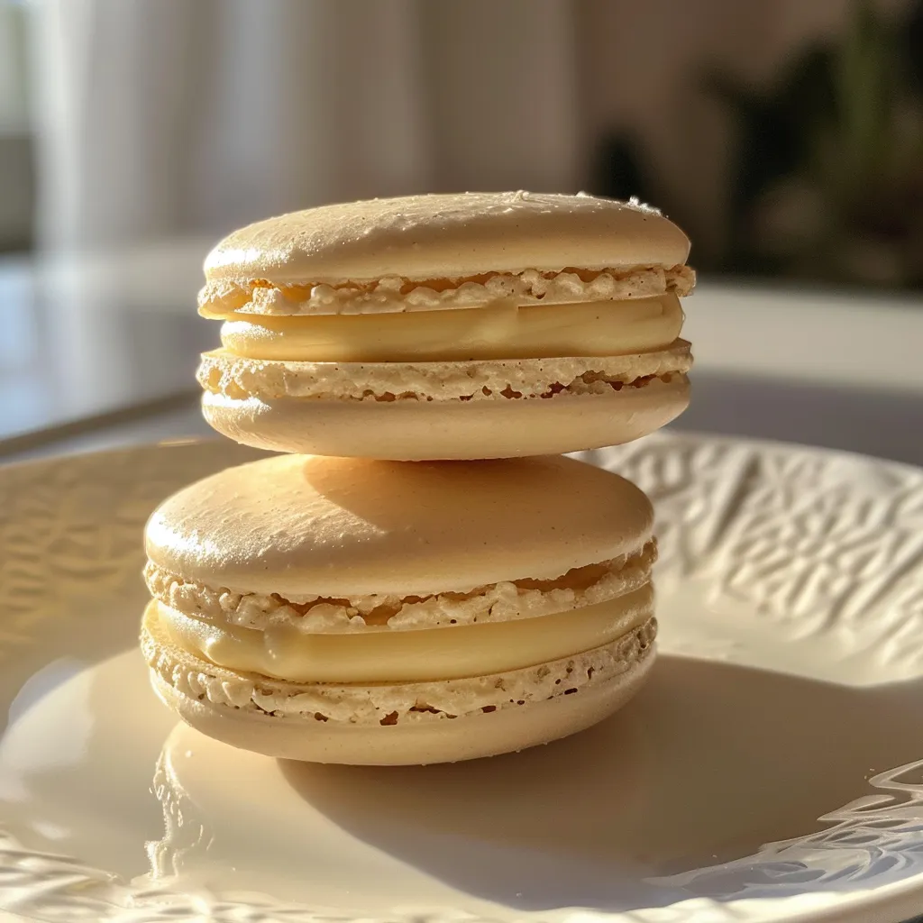 Side view of assorted macarons showcasing vibrant colors and textures.