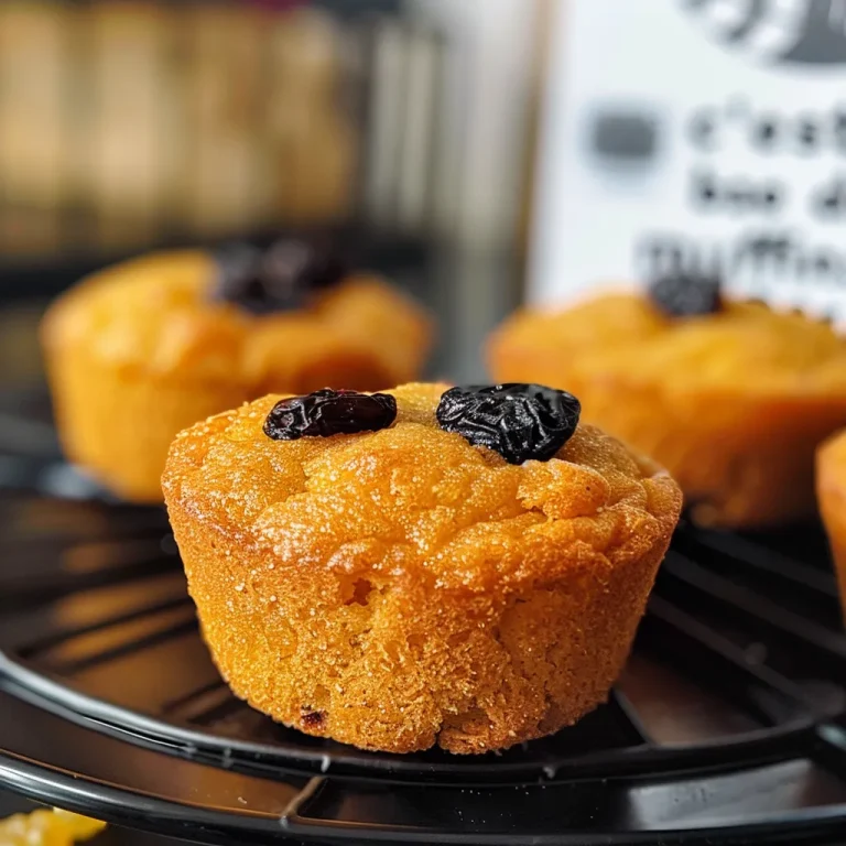 A close-up view of freshly baked muffins featuring raisins and a hint of rum.