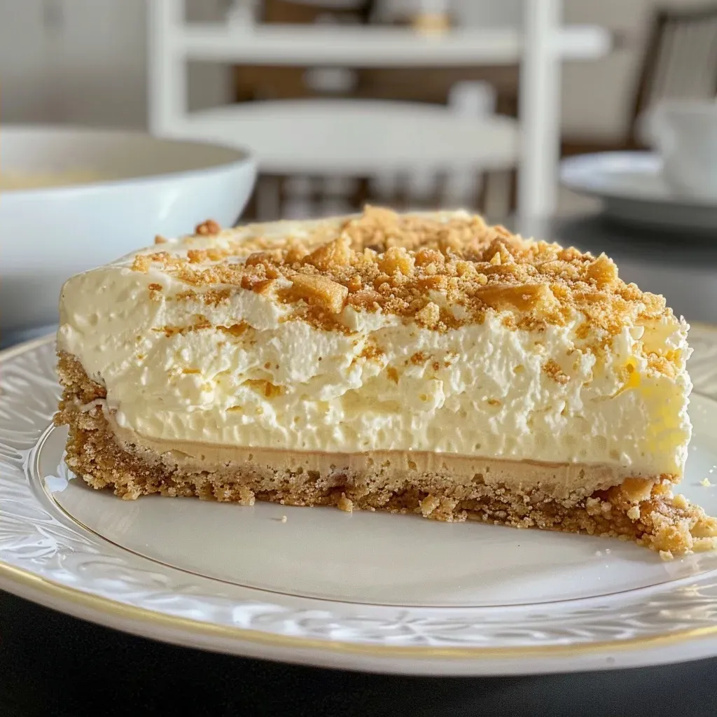Side view of a delicious cheesecake with a smooth texture and elegant presentation.