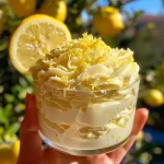 Close-up view of a light and creamy lemon mousse dessert.