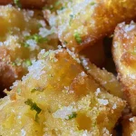 Close-up image of a vibrant fried tequila shot topped with lime zest.